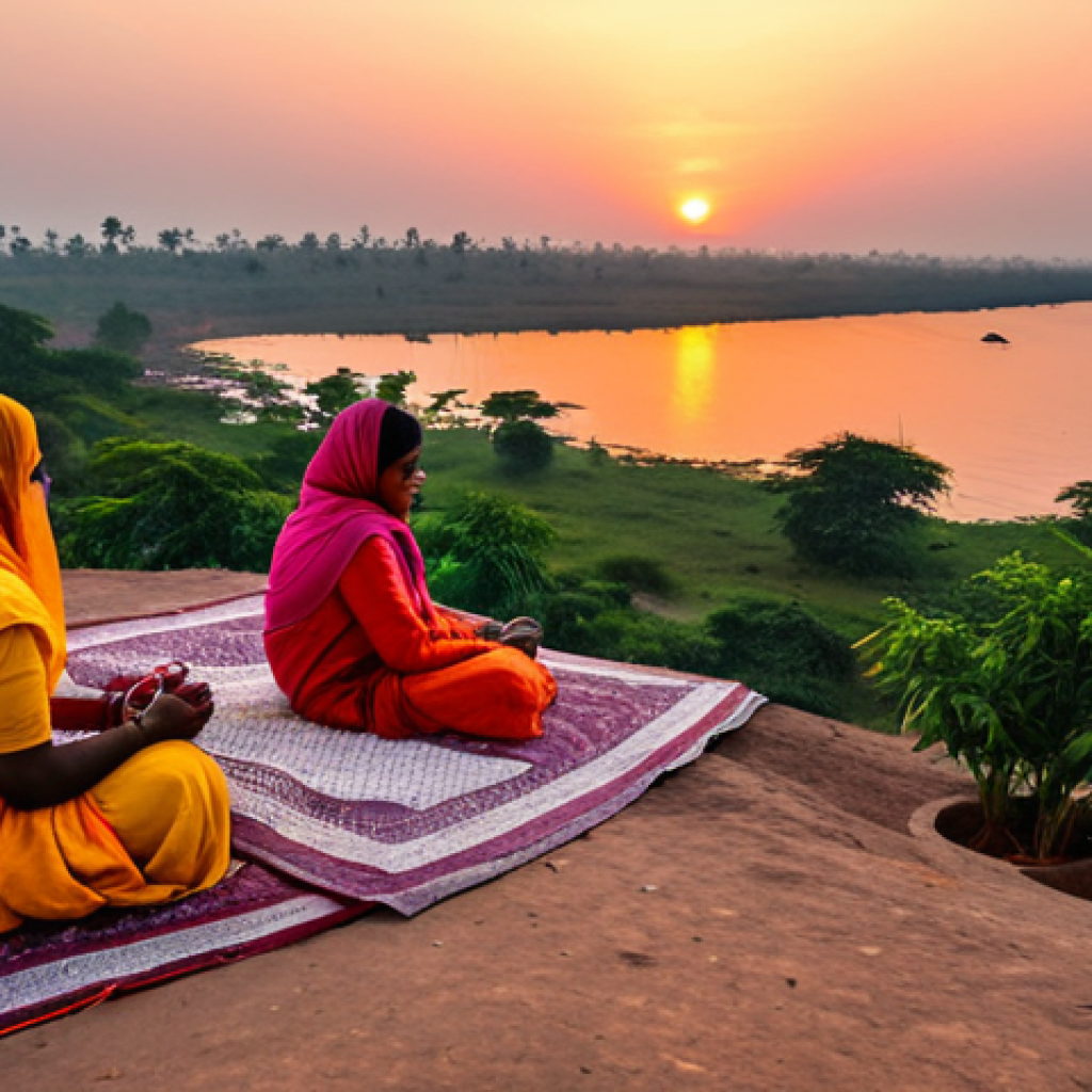 **

"A serene sunset view at Sunset Point, India. The sky is filled with vibrant orange and pink hues, reflecting off the landscape. People are sitting peacefully, enjoying the view in modest clothing. Safe for work, appropriate content, fully clothed, professional photography, perfect anatomy, natural proportions, family-friendly scene, high quality."

**