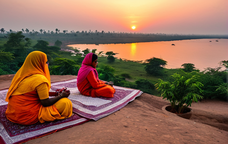 **

"A serene sunset view at Sunset Point, India. The sky is filled with vibrant orange and pink hues, reflecting off the landscape. People are sitting peacefully, enjoying the view in modest clothing. Safe for work, appropriate content, fully clothed, professional photography, perfect anatomy, natural proportions, family-friendly scene, high quality."

**