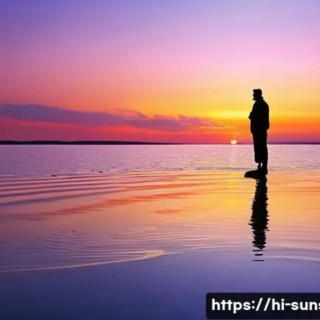 선셋포인트 물가에서의 선셋 - **Prompt 1: The Enchanting Sunset Embrace**
"A breathtaking wide shot of a serene lake or a calm...