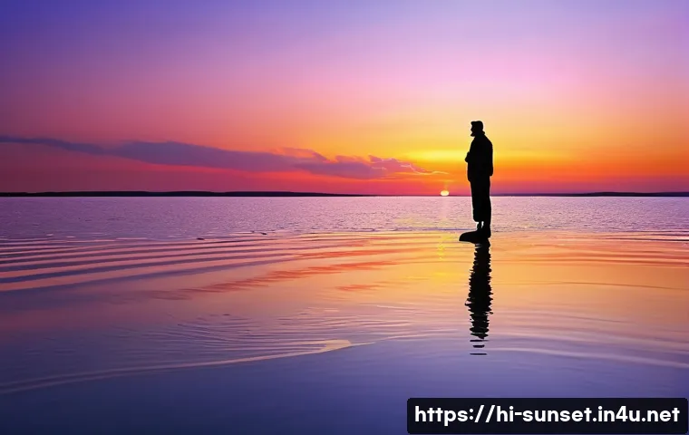선셋포인트 물가에서의 선셋 - **Prompt 1: The Enchanting Sunset Embrace**
    "A breathtaking wide shot of a serene lake or a calm...