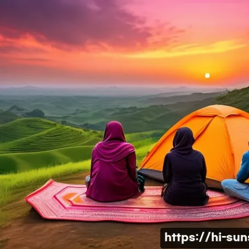 Home 32 선셋포인트 캠핑과 함께하는 일몰 - A breathtaking sunset scene at a serene sunset point in India, featuring a vibrant sky painted with ...