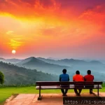 Home 19 선셋포인트 별과 달과 함께하는 일몰 - A breathtaking sunset scene at a famous Sunset Point in India, showcasing the sky painted with vivid...
