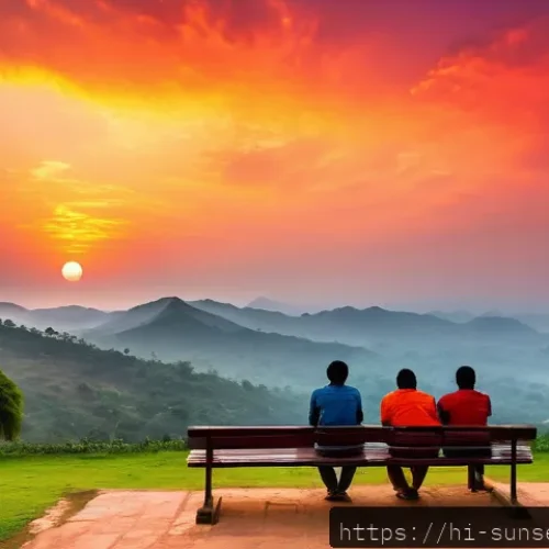 Home 31 선셋포인트 별과 달과 함께하는 일몰 - A breathtaking sunset scene at a famous Sunset Point in India, showcasing the sky painted with vivid...