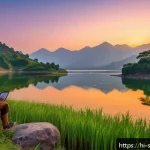 Home 18 선셋포인트 야경과 함께하는 즐길 거리 - A serene sunset view at Sunset Point, featuring a vibrant golden sun dipping below distant mountains...